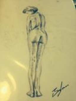 Demure Lady Nude Pencil Sketch