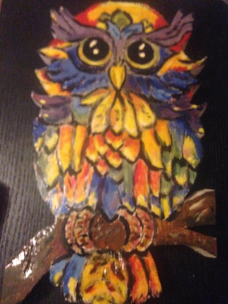 Hand Carved Wooden Garden Owl Sculpture